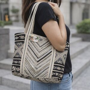 Stylish Black and Cream Tote Bag